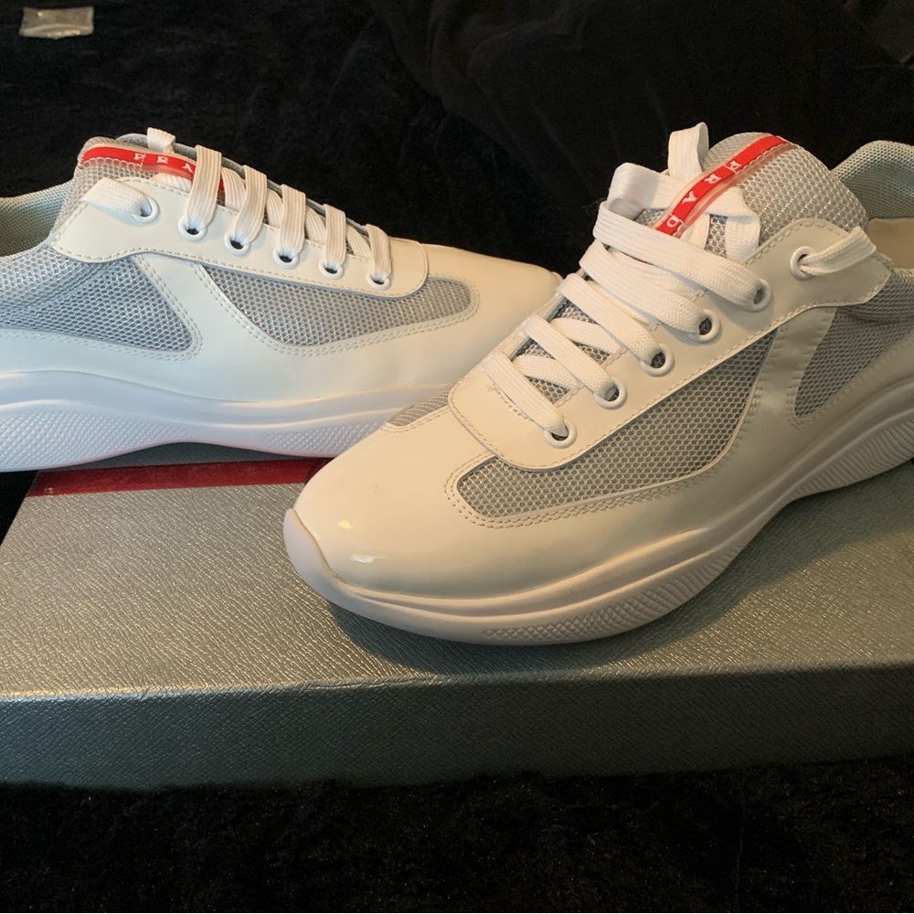 White on white Prada American Cup low top size 40.